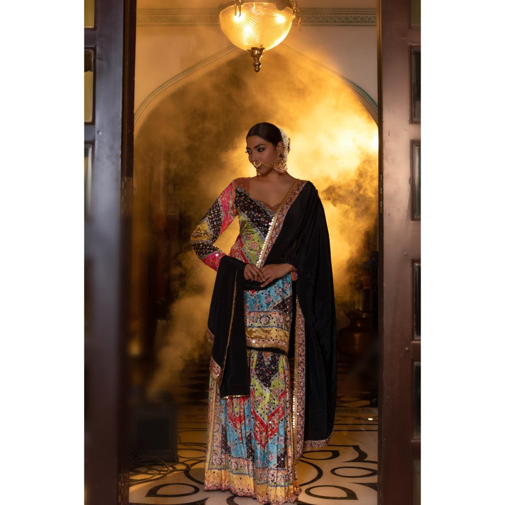 Tussya by Shreya Manah Multi-Color Kurta with Sharara and Dupatta (Set of 3)