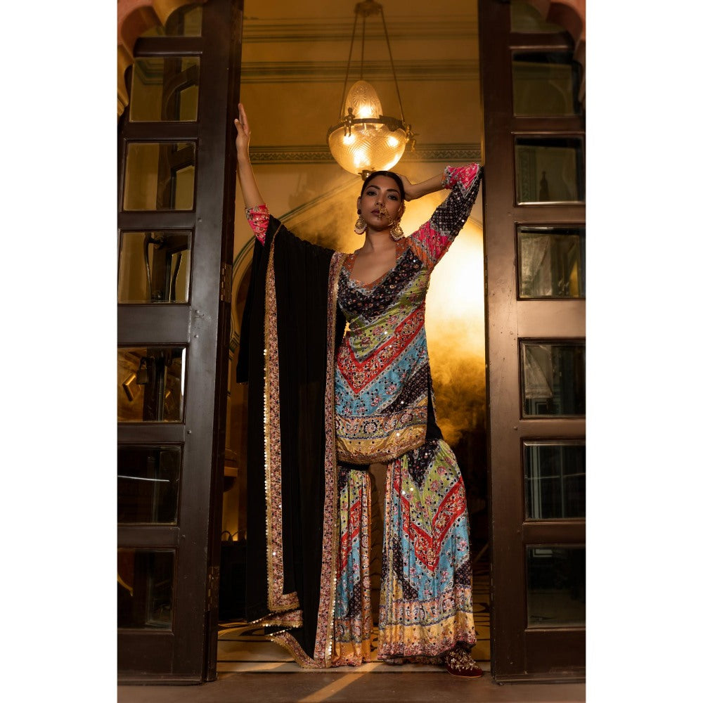 Tussya by Shreya Manah Multi-Color Kurta with Sharara and Dupatta (Set of 3)