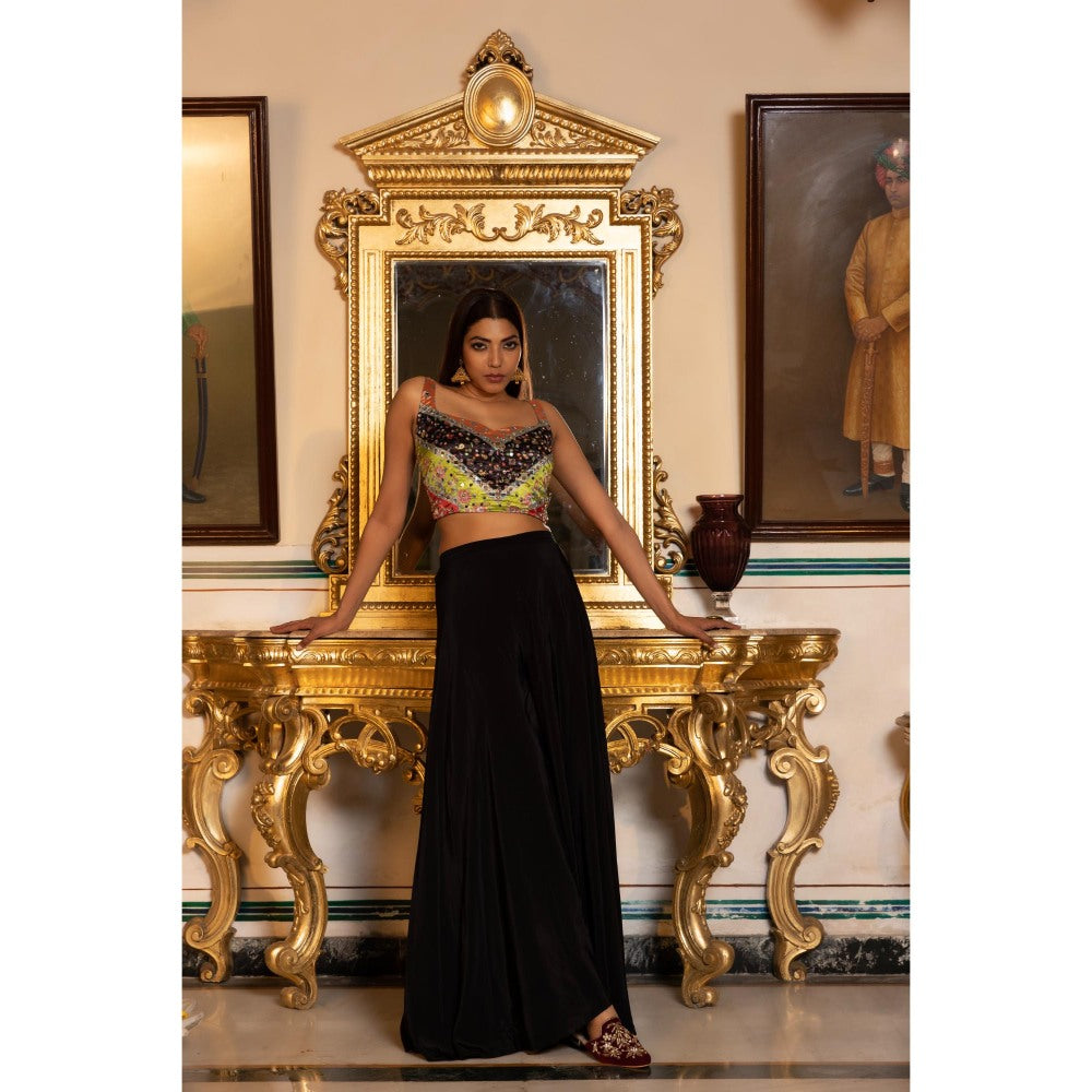 Tussya by Shreya Nirvi Multi-Color Crop Top with Palazzo (Set of 2)