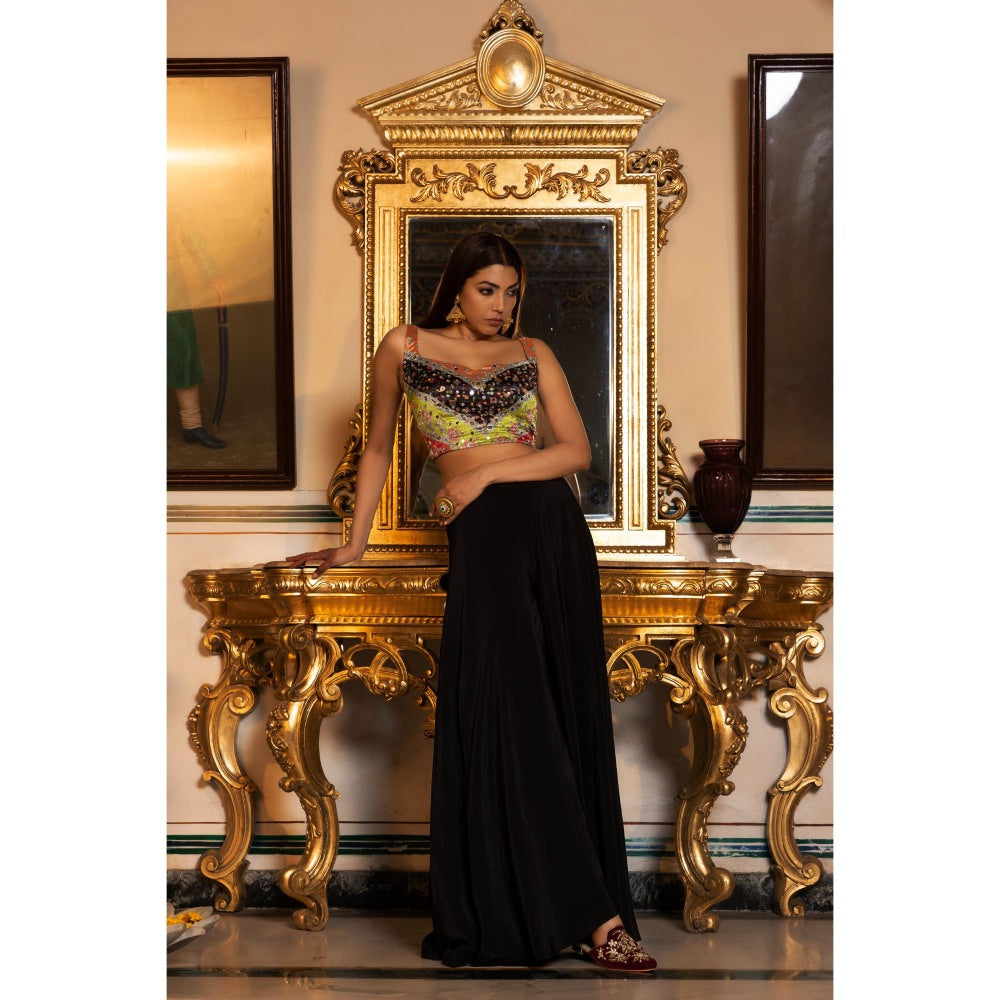 Tussya by Shreya Nirvi Multi-Color Crop Top with Palazzo (Set of 2)