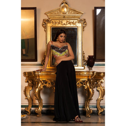 Tussya by Shreya Nirvi Multi-Color Crop Top with Palazzo (Set of 2)