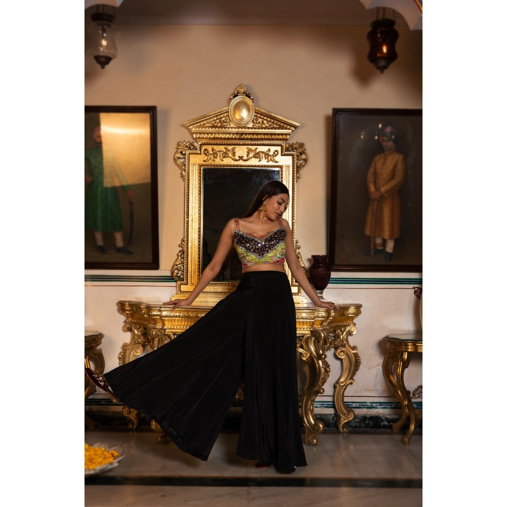 Tussya by Shreya Nirvi Multi-Color Crop Top with Palazzo (Set of 2)