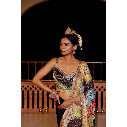 Tussya by Shreya Tanisi Saree Pallu with Stitched Blouse and Dhoti Skirt