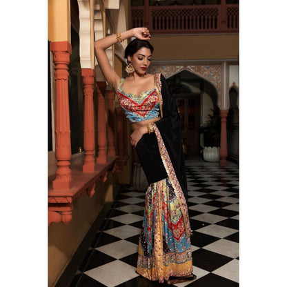 Tussya by Shreya Ekaa Multi-Color Crop Top with Sharara and Dupatta (Set of 3)