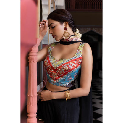 Tussya by Shreya Ekaa Multi-Color Crop Top with Sharara and Dupatta (Set of 3)