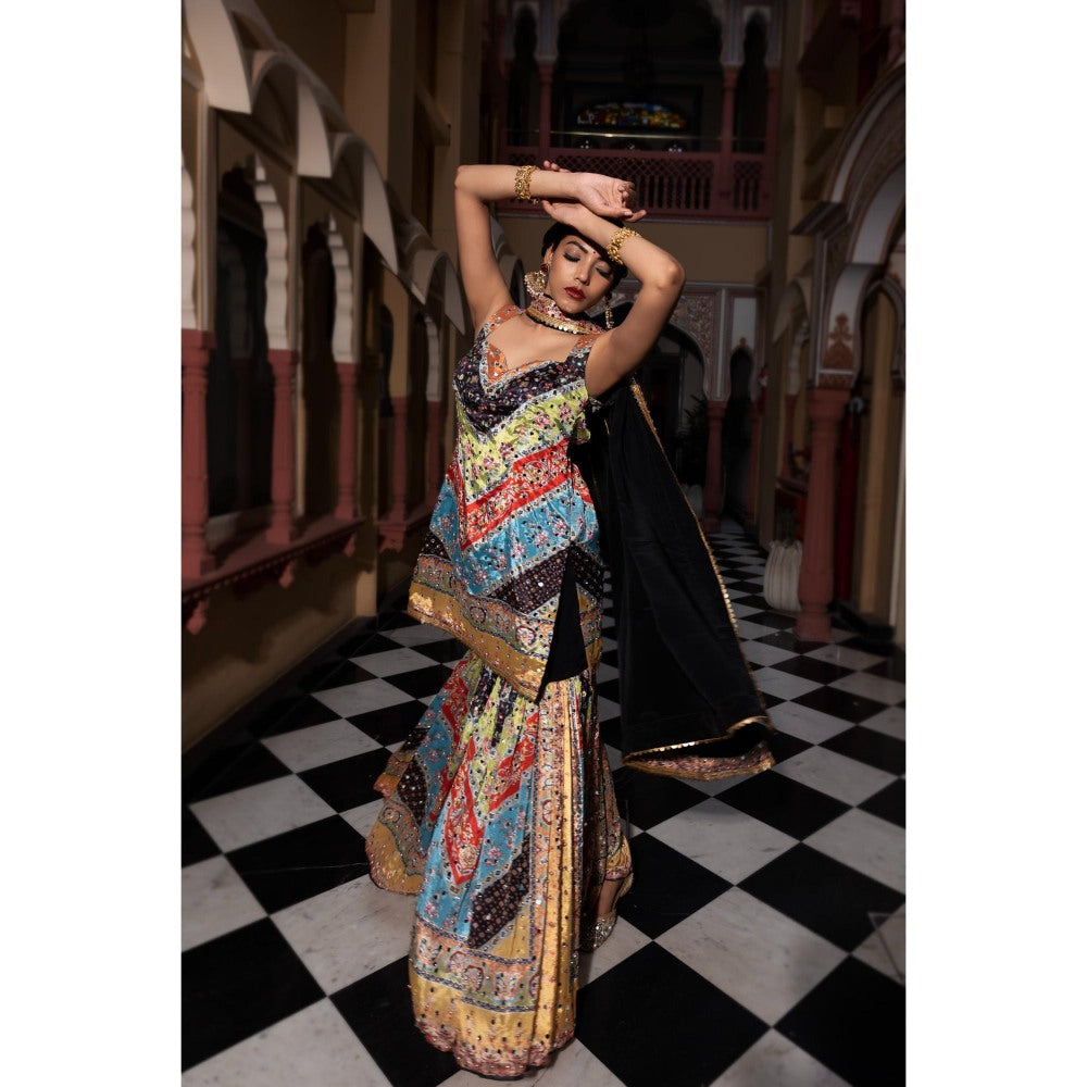 Tussya by Shreya Saadhvi Multi-Color Kurta with Sharara and Dupatta (Set of 3)