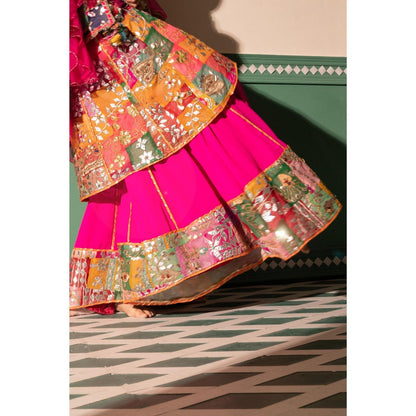 Tussya by Shreya Nikhar Multi-Color Anarkali Kurta with Sharara and Dupatta (Set of 3)