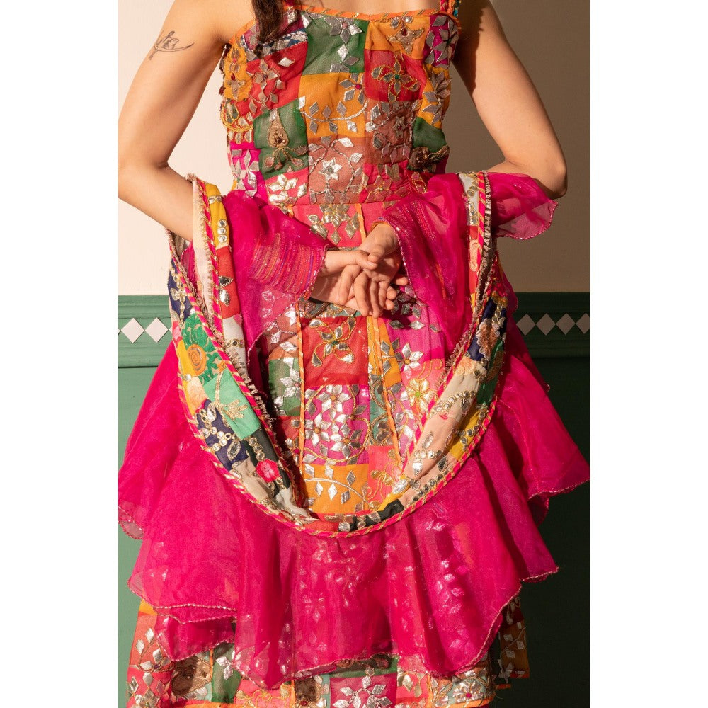 Tussya by Shreya Nikhar Multi-Color Anarkali Kurta with Sharara and Dupatta (Set of 3)