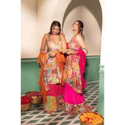 Tussya by Shreya Nikhar Multi-Color Anarkali Kurta with Sharara and Dupatta (Set of 3)