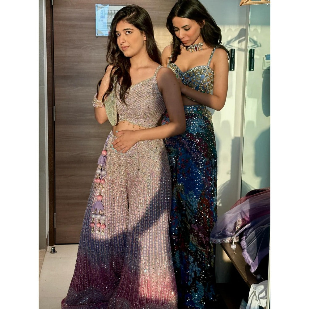 Tussya by Shreya Daawat Multi-Color Diva Blouse with Palazzo and Dupatta (Set of 3)
