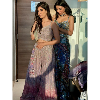 Tussya by Shreya Daawat Multi-Color Diva Blouse with Palazzo and Dupatta (Set of 3)