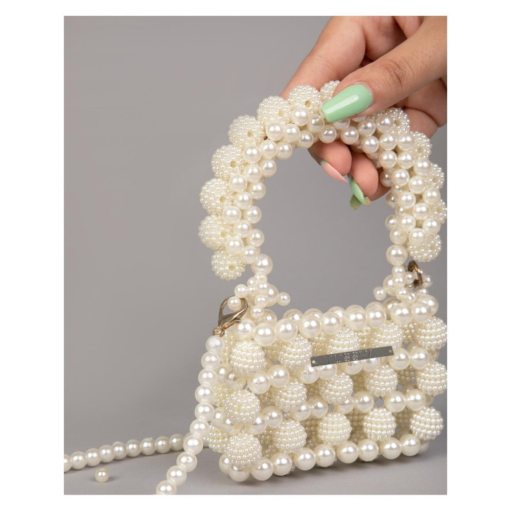 Tussya by Shreya by Shreya Halo Pearl Min - Crystal Sling Bag