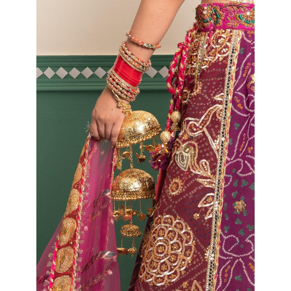 Tussya by Shreya Golden Jhoomar Kaleere Set