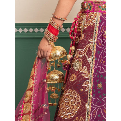Tussya by Shreya Golden Jhoomar Kaleere Set