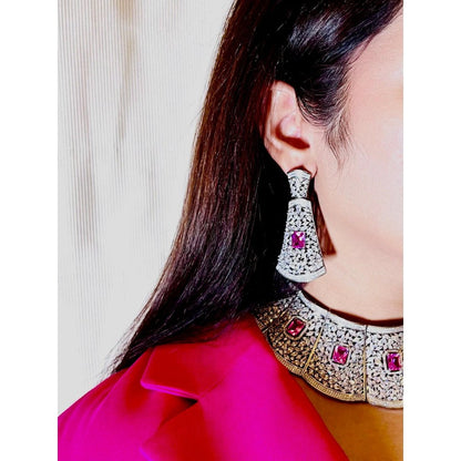 Tussya by Shreya The Pink Diamond Necklace Set