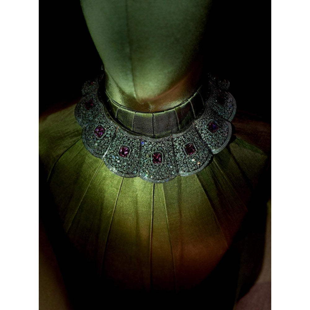 Tussya by Shreya The Pink Diamond Necklace Set