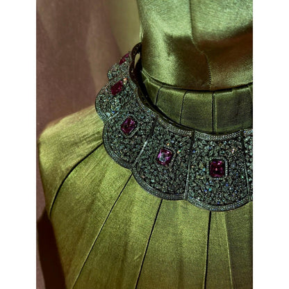 Tussya by Shreya The Pink Diamond Necklace Set