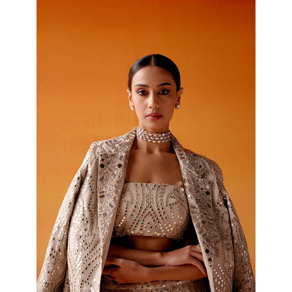 Twenty Nine Ivory Mirrorwork Bandeau Crop Top