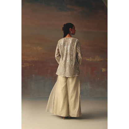 Twenty Nine Off White Bustier With Mirrorwork On Neckline