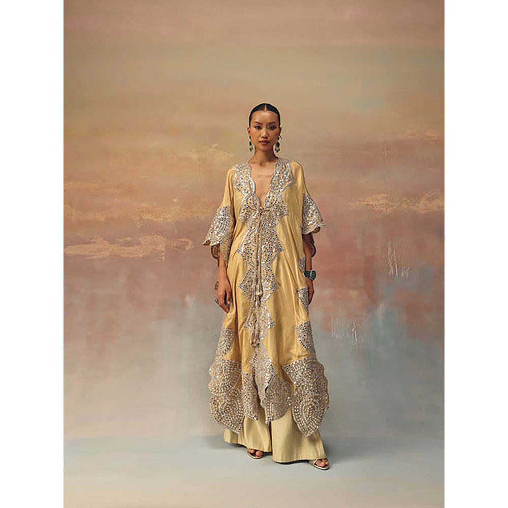 Twenty Nine Yellow Mirrorwork Tassels Kaftan Kurta