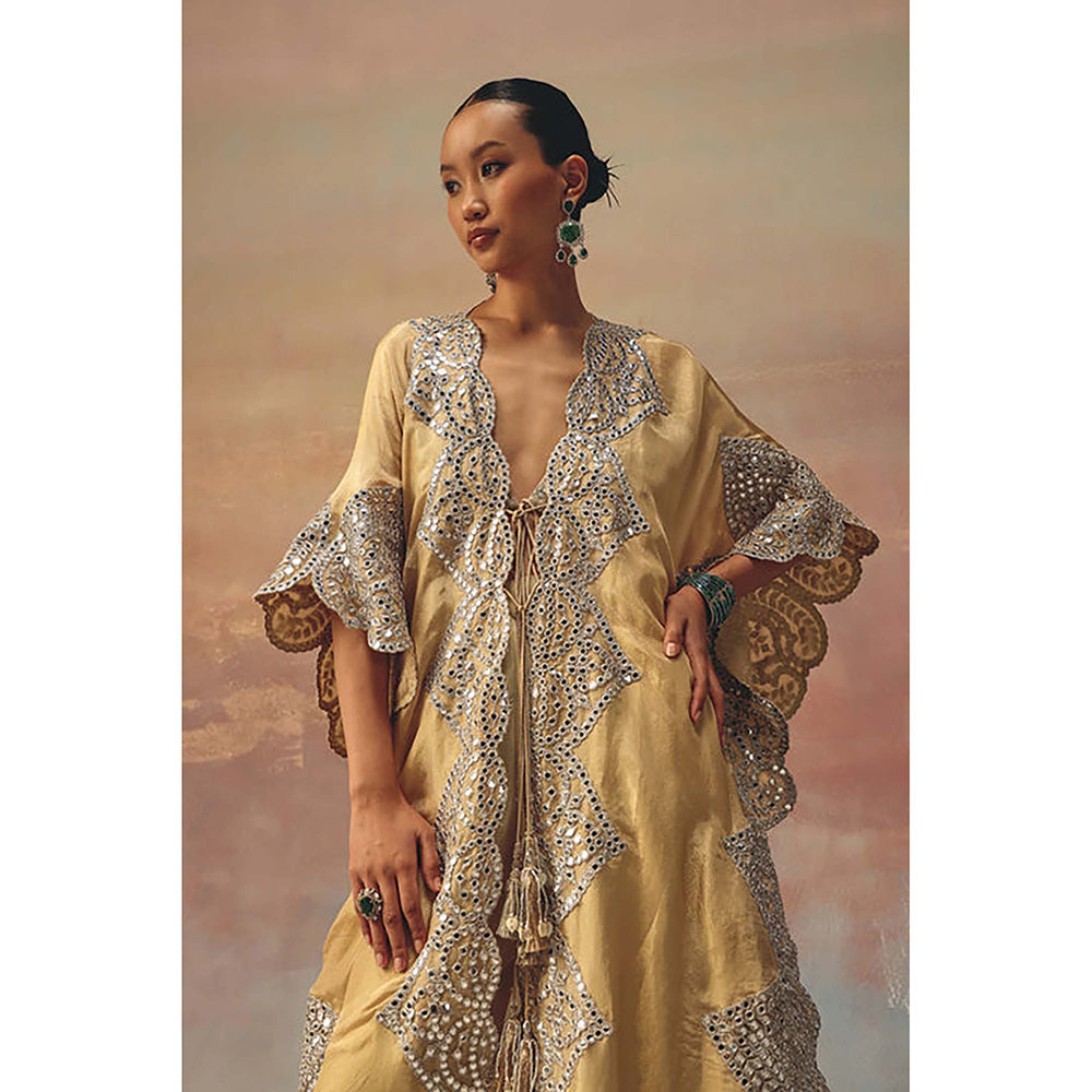 Twenty Nine Yellow Mirrorwork Tassels Kaftan Kurta