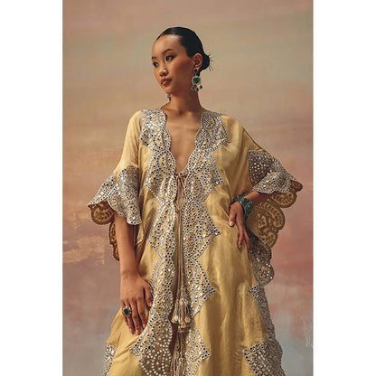 Twenty Nine Yellow Mirrorwork Tassels Kaftan Kurta