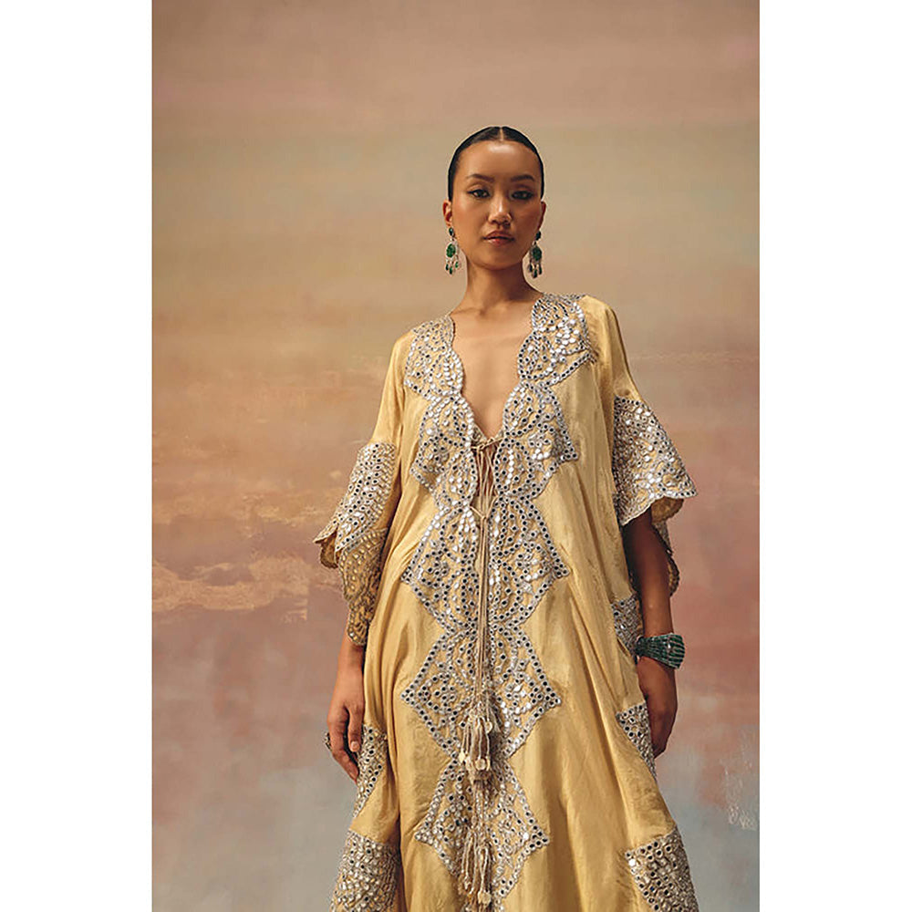 Twenty Nine Yellow Mirrorwork Tassels Kaftan Kurta
