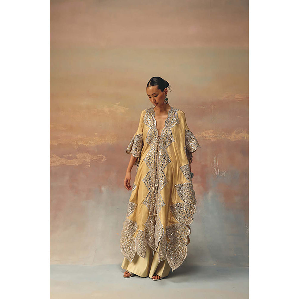 Twenty Nine Yellow Mirrorwork Tassels Kaftan Kurta