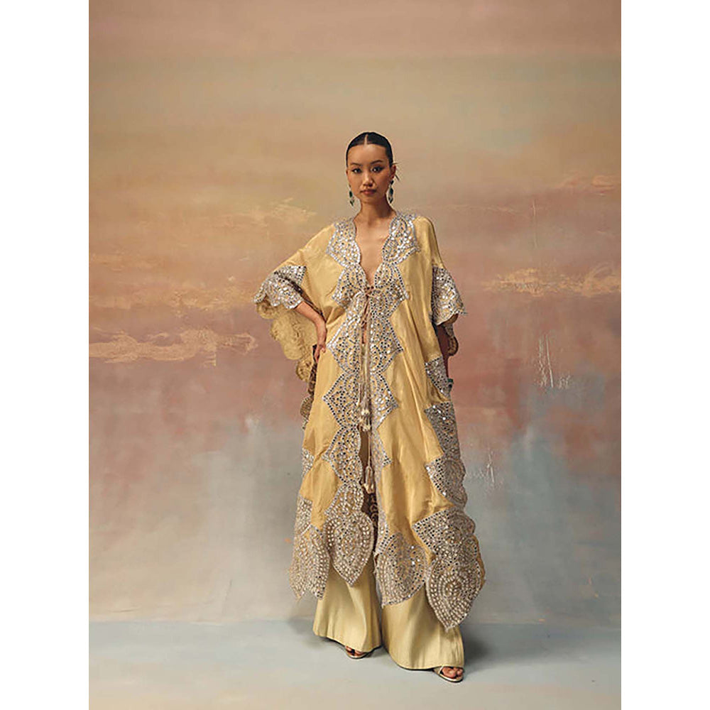 Twenty Nine Yellow Mirrorwork Tassels Kaftan Kurta