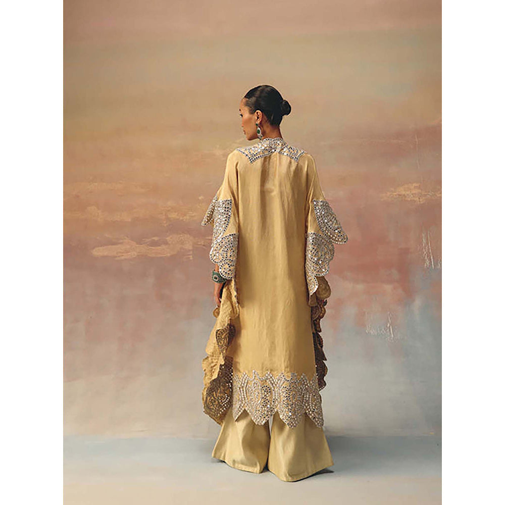 Twenty Nine Yellow Mirrorwork Tassels Kaftan Kurta