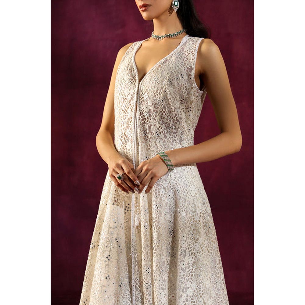 Twenty Nine Lace Mirror Work Floral Asym Sherwani Jacket
