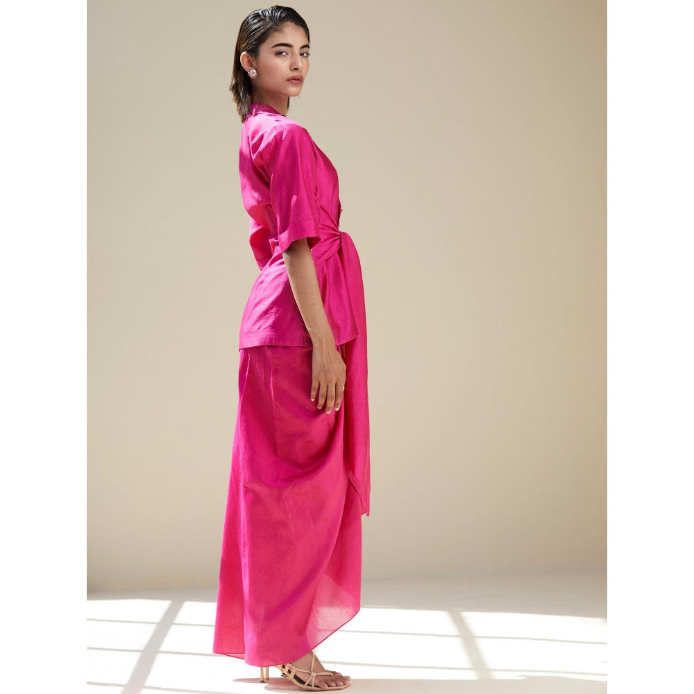 TWINKLE HANSPAL Solid Magenta Blazer And Skirt