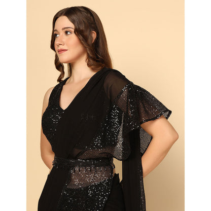 "Two Sisters" by Gyans The Iconic Black Embellished Saree with Belt