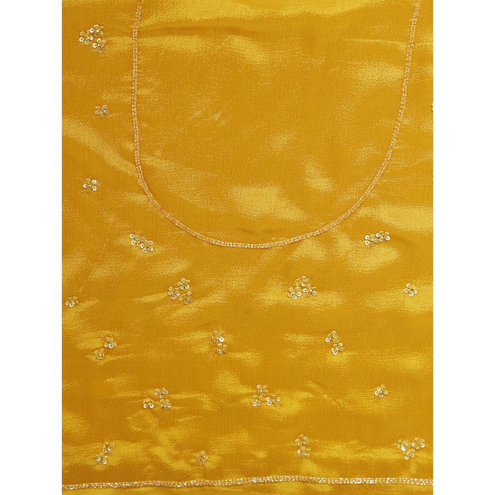 "Two Sisters" by Gyans Yellow Ombre Embroidered Saree With Stitched Blouse