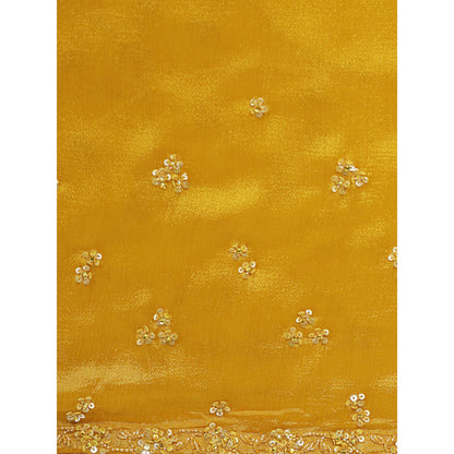 "Two Sisters" by Gyans Yellow Ombre Embroidered Saree With Stitched Blouse