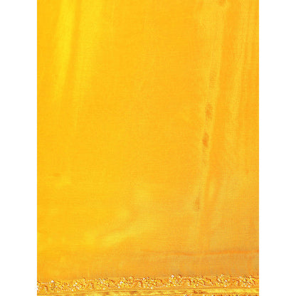 "Two Sisters" by Gyans Yellow Ombre Embroidered Saree With Stitched Blouse