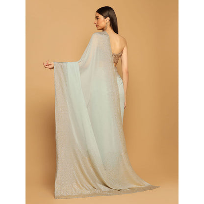 "Two Sisters" by Gyans Powder Blue Hand Embroidered Sequins Work Saree With Stitched Blouse
