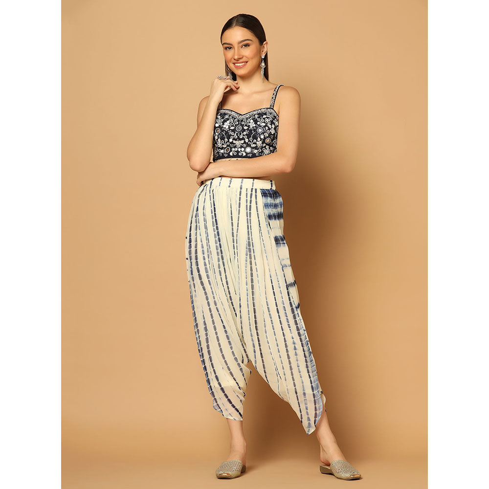 "Two Sisters" by Gyans Indigo Tie & Dye Dhoti Cape Set (Set of 3)