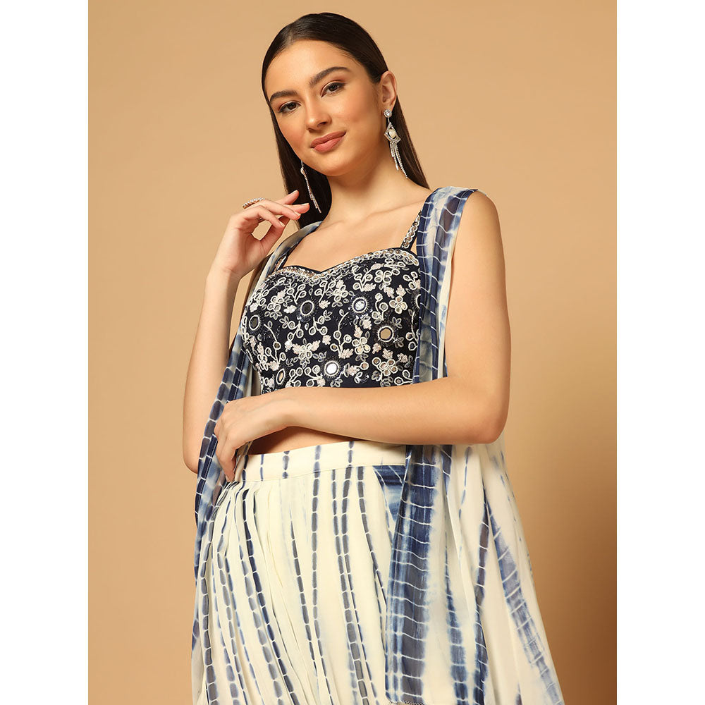 "Two Sisters" by Gyans Indigo Tie & Dye Dhoti Cape Set (Set of 3)