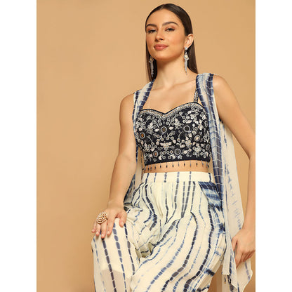 "Two Sisters" by Gyans Indigo Tie & Dye Dhoti Cape Set (Set of 3)