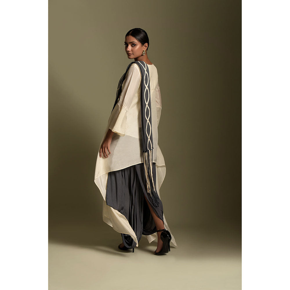 "Two Sisters" by Gyans Off-White Crepe Kurta Set (Set of 3)