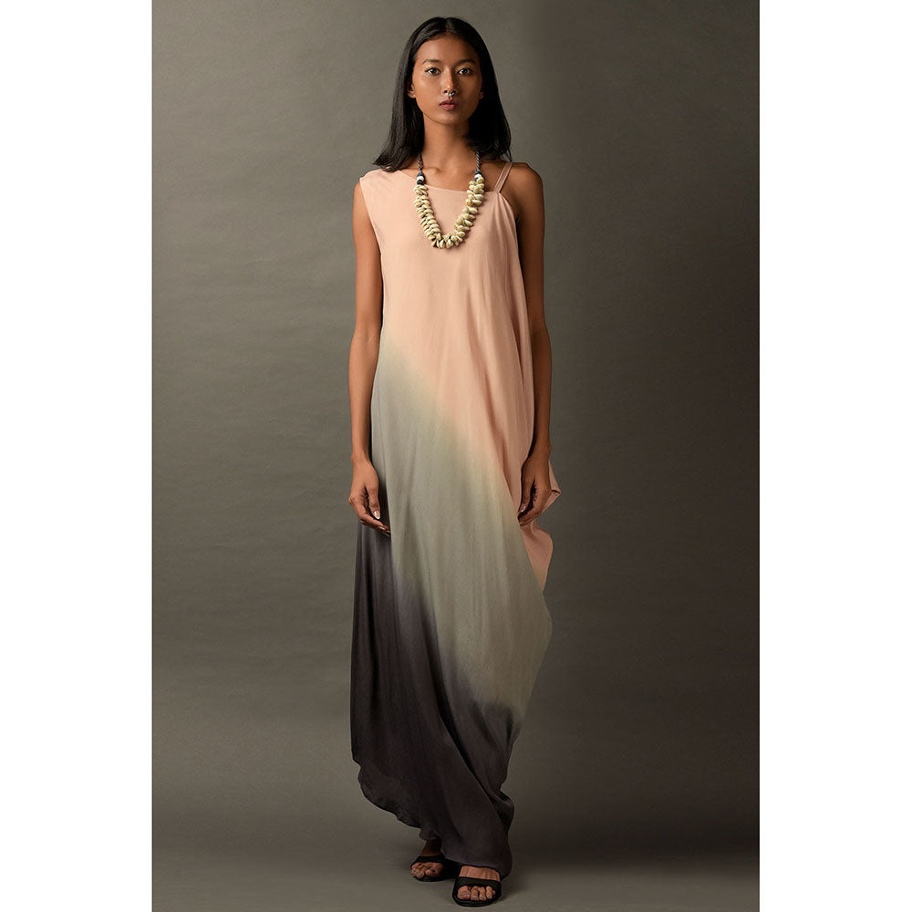 "Two Sisters" by Gyans Pink & Grey Ombre Georgette Dress