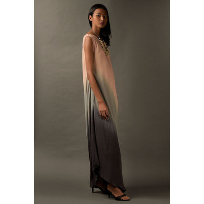 "Two Sisters" by Gyans Pink & Grey Ombre Georgette Dress