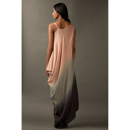 "Two Sisters" by Gyans Pink & Grey Ombre Georgette Dress