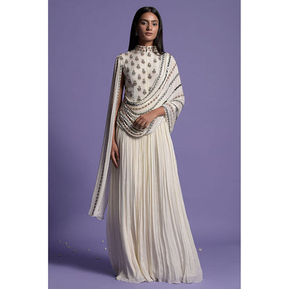 "Two Sisters" by Gyans Ivory Chinnon Embroidered Gown