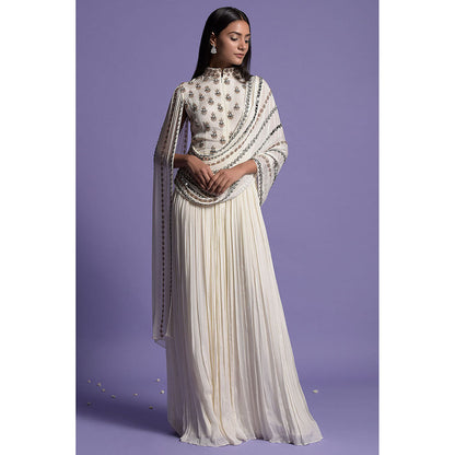 "Two Sisters" by Gyans Ivory Chinnon Embroidered Gown