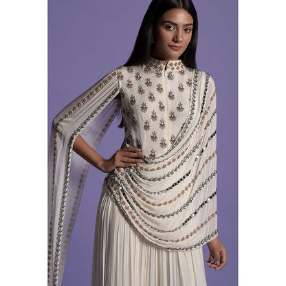 "Two Sisters" by Gyans Ivory Chinnon Embroidered Gown