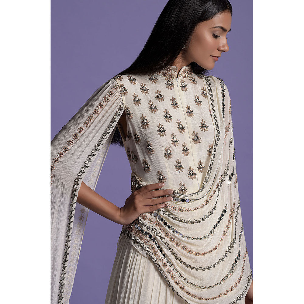 "Two Sisters" by Gyans Ivory Chinnon Embroidered Gown