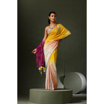 "Two Sisters" by Gyans Multi Coloured Saree with Unstitched Blouse
