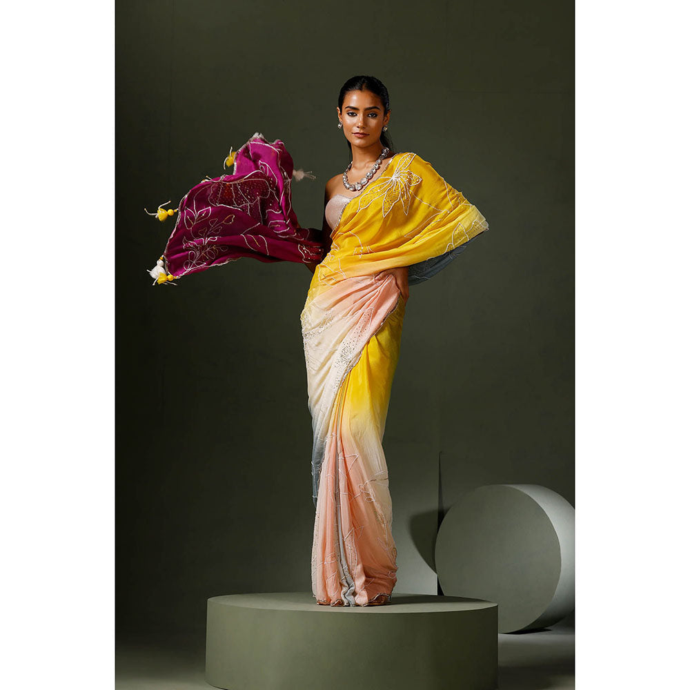 "Two Sisters" by Gyans Multi Coloured Saree with Unstitched Blouse